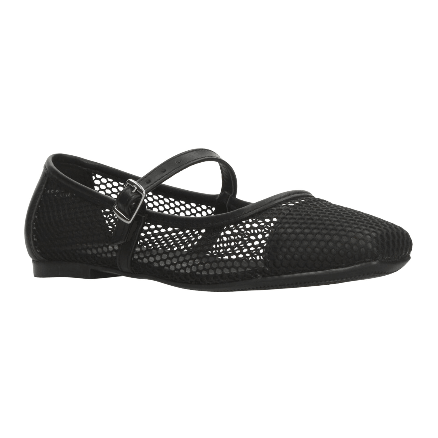 Flat Paulina Mary Jane Dama Casual Malla Hebilla Negro Mujer — imagen 2