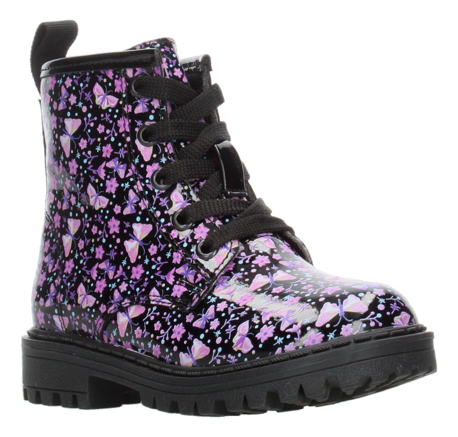 Botín Tropicana Niña Con Flores Rosas Casual Negro Infantil T15-18 — imagen 2