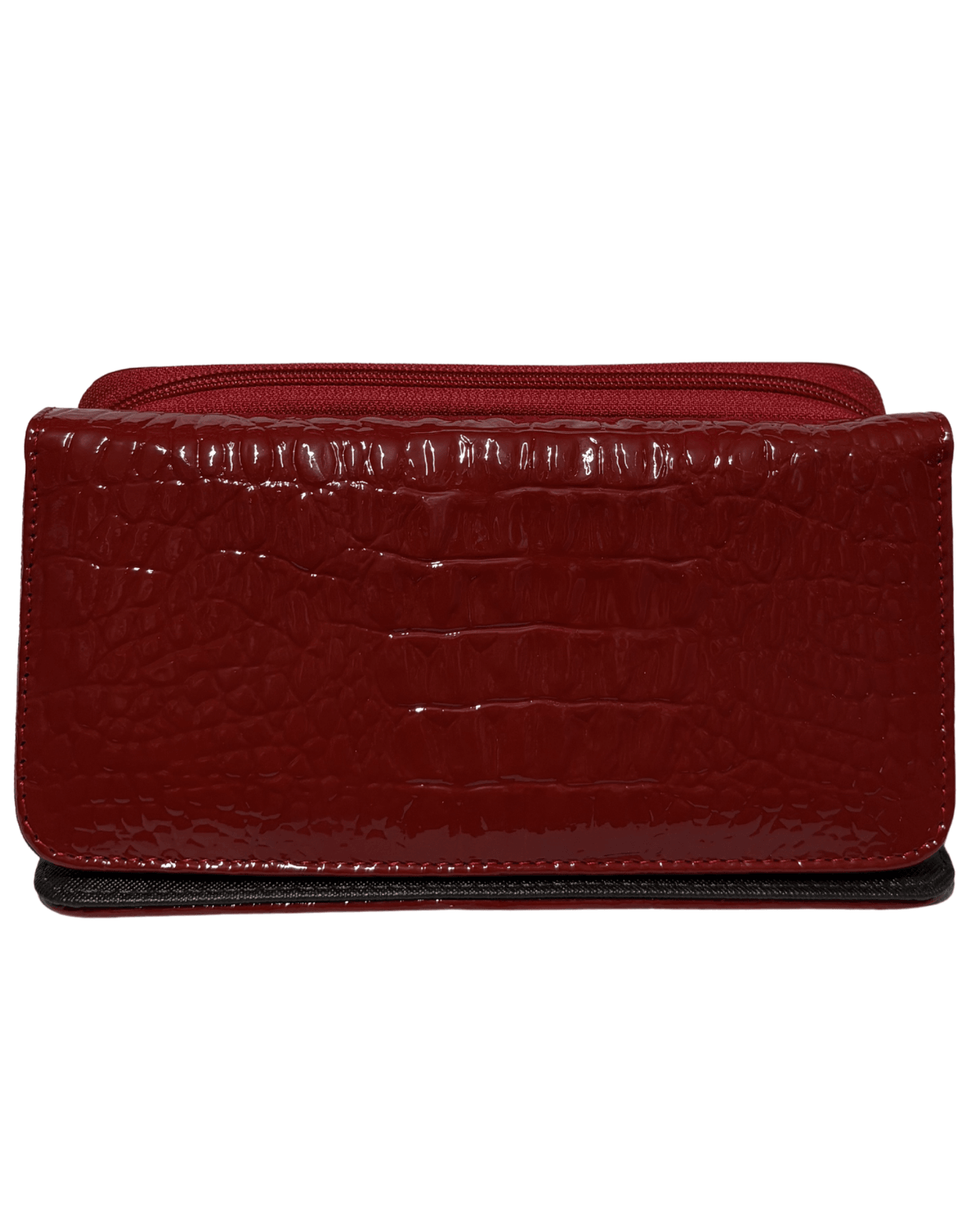 Cartera Larga Para Dama Roja Charol Grabado Cocodrilo IRAZU — imagen 6