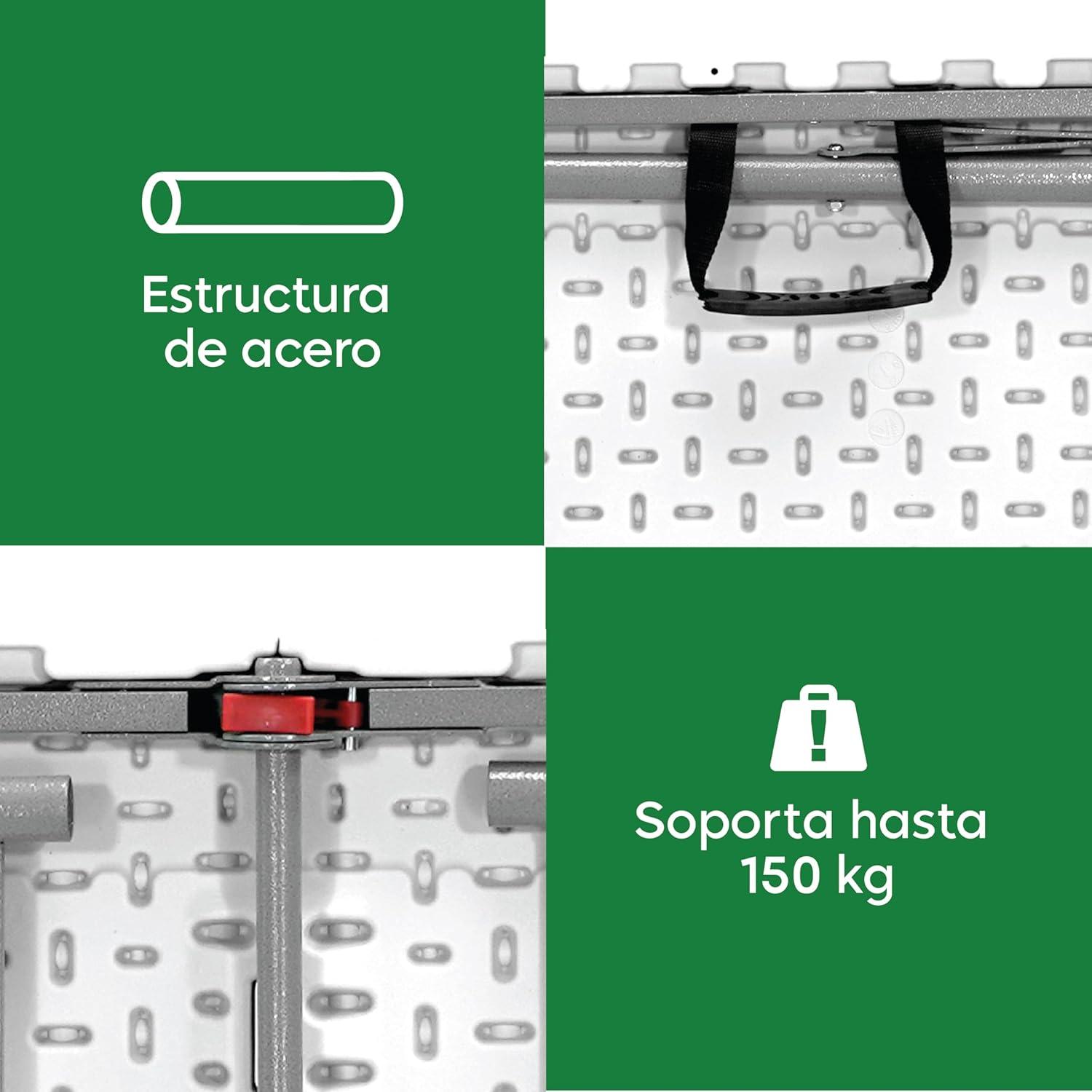 Mesa Plegable Cuory Blanca 122x60cm Compacta Resistente — imagen 4