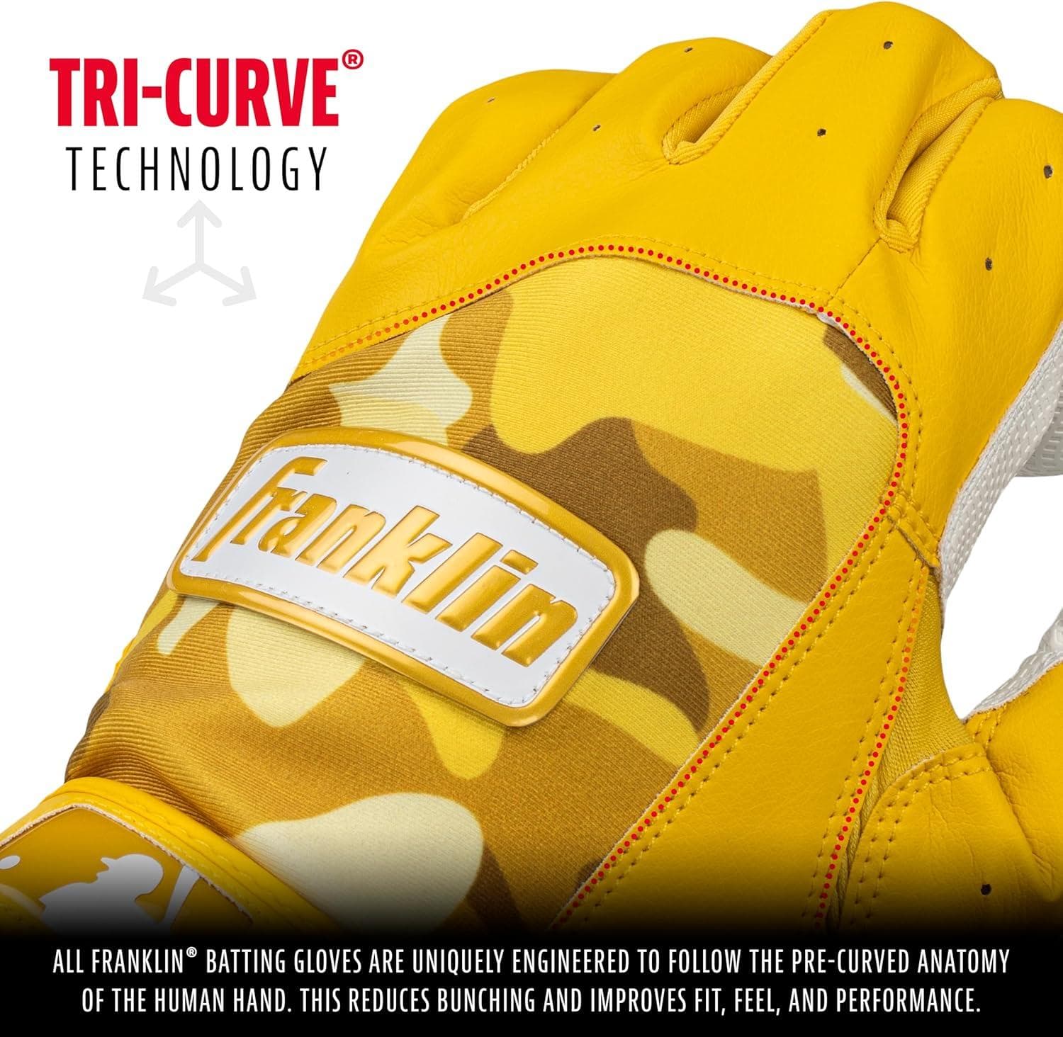 Guanteletas Beisbol Franklin Digitek Talla L Amarillo Camo — imagen 4