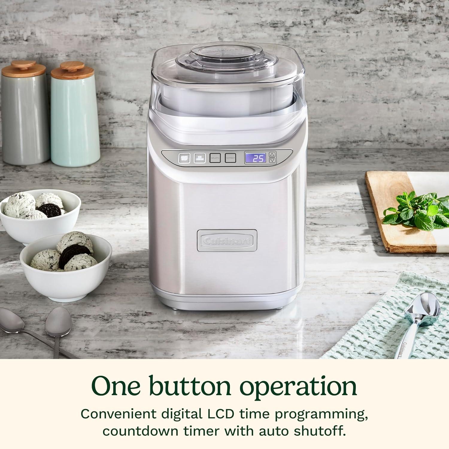 MAQUINA HELADO CUISINART ICE70P1ES PROGRAMABLE 2L ACERO INOX — imagen 2