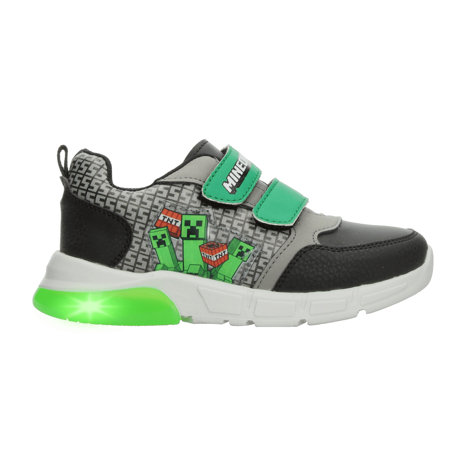 Tenis Minecraft Niño Led Cinta Adhesiva Casual Negro Infantil T15-18 — imagen 1