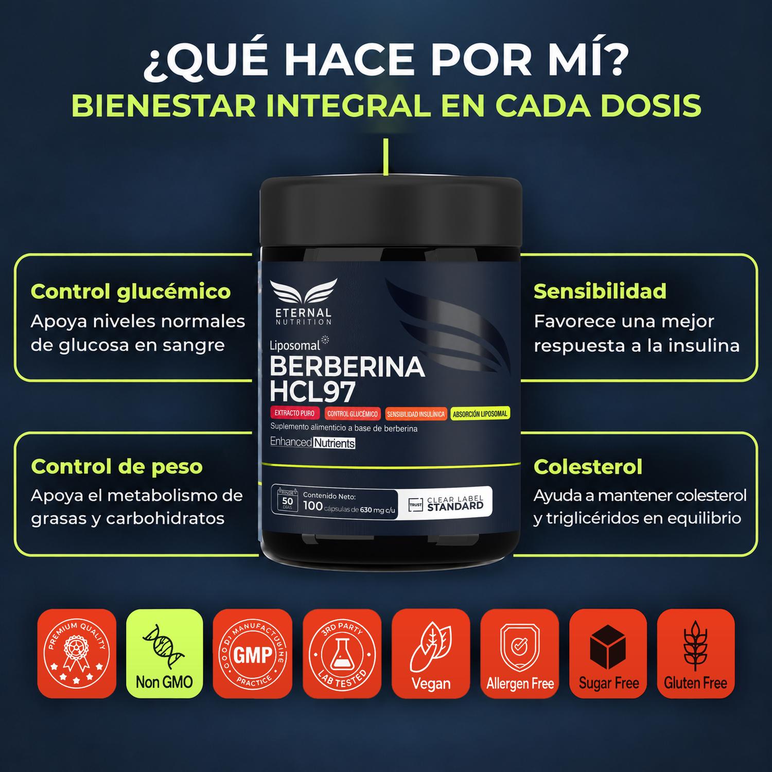 Berberina HCL97 Liposomal con Canela Ceylon y Vinagre de Manzana, 1,260 mg por Porción, 100 Cápsulas — imagen 2