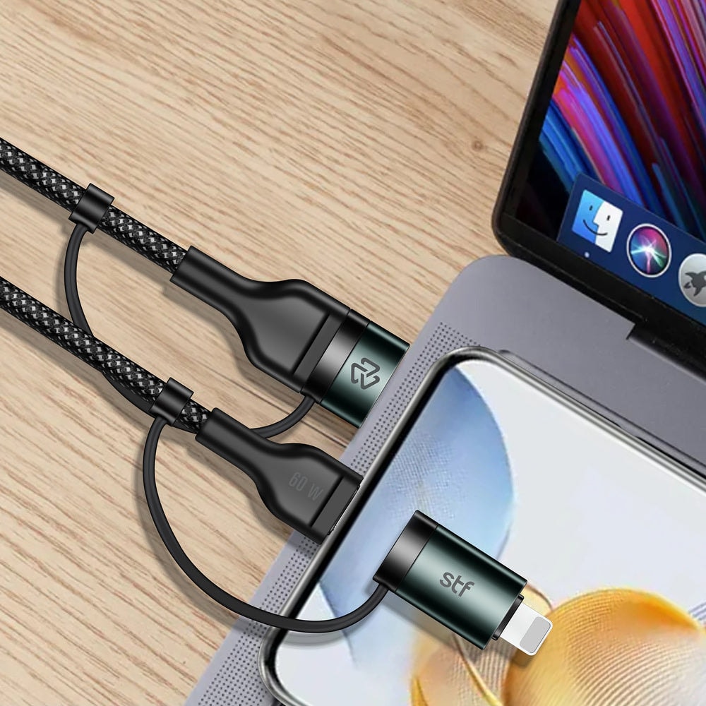 Cable 4 en 1 Tipo C/USB a Tipo C/Lightning 60W Carga Rápida 1.8m — imagen 7
