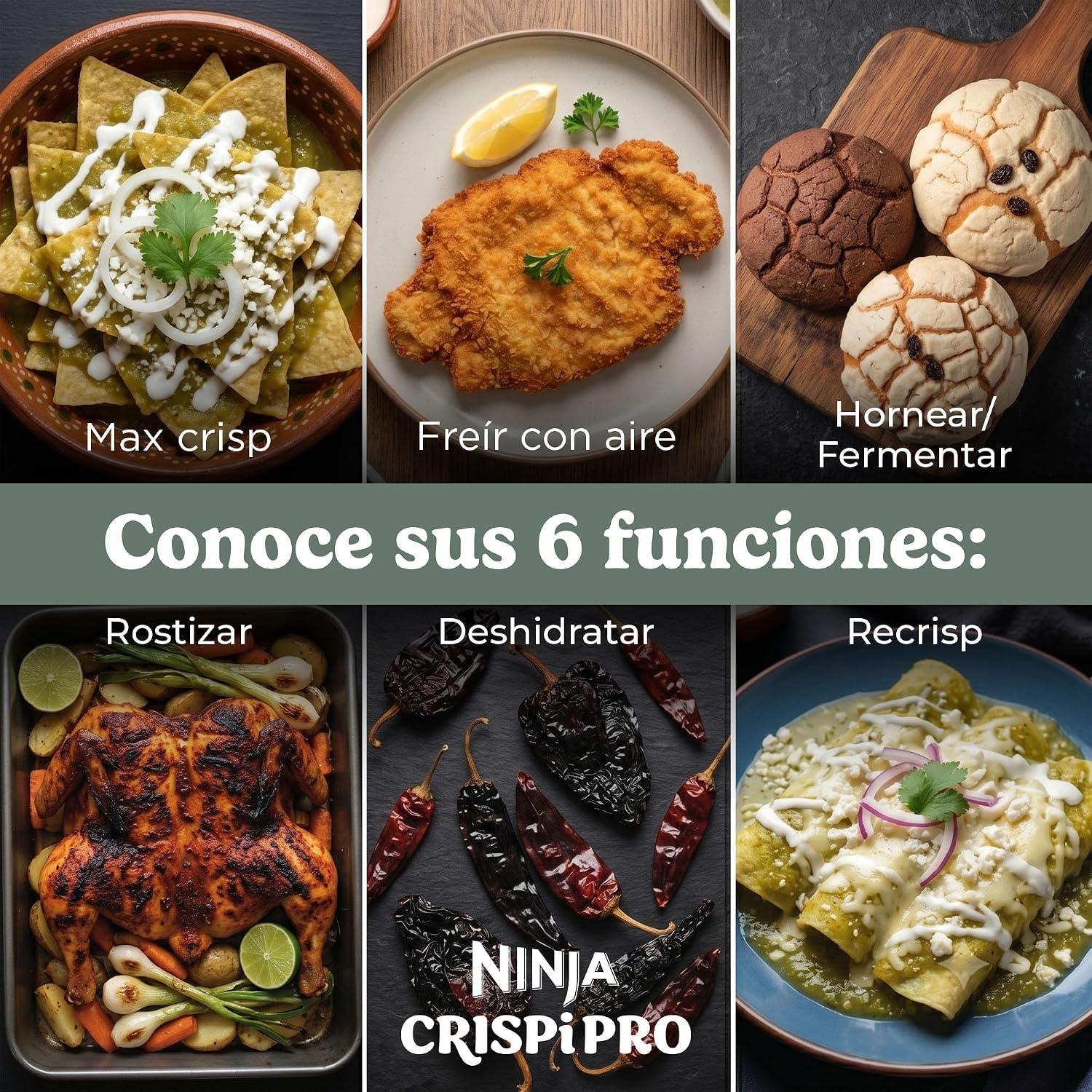 Freidora de Aire con Vidrio Ninja Crispi Pro 6 en 1 1800W 5.6L Azul — imagen 2