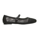 Flat Paulina Mary Jane Dama Casual Malla Hebilla Negro Mujer