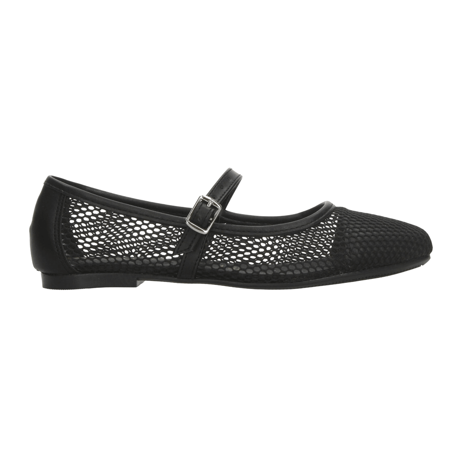 Flat Paulina Mary Jane Dama Casual Malla Hebilla Negro Mujer — imagen 1