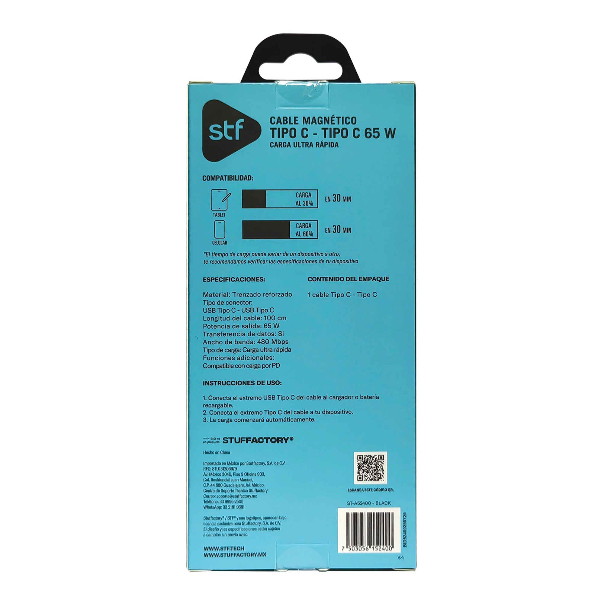 Cable Magnético STF Tipo C a Tipo C: Carga Rápida, 65W, Transferencia de datos, Negro — imagen 11