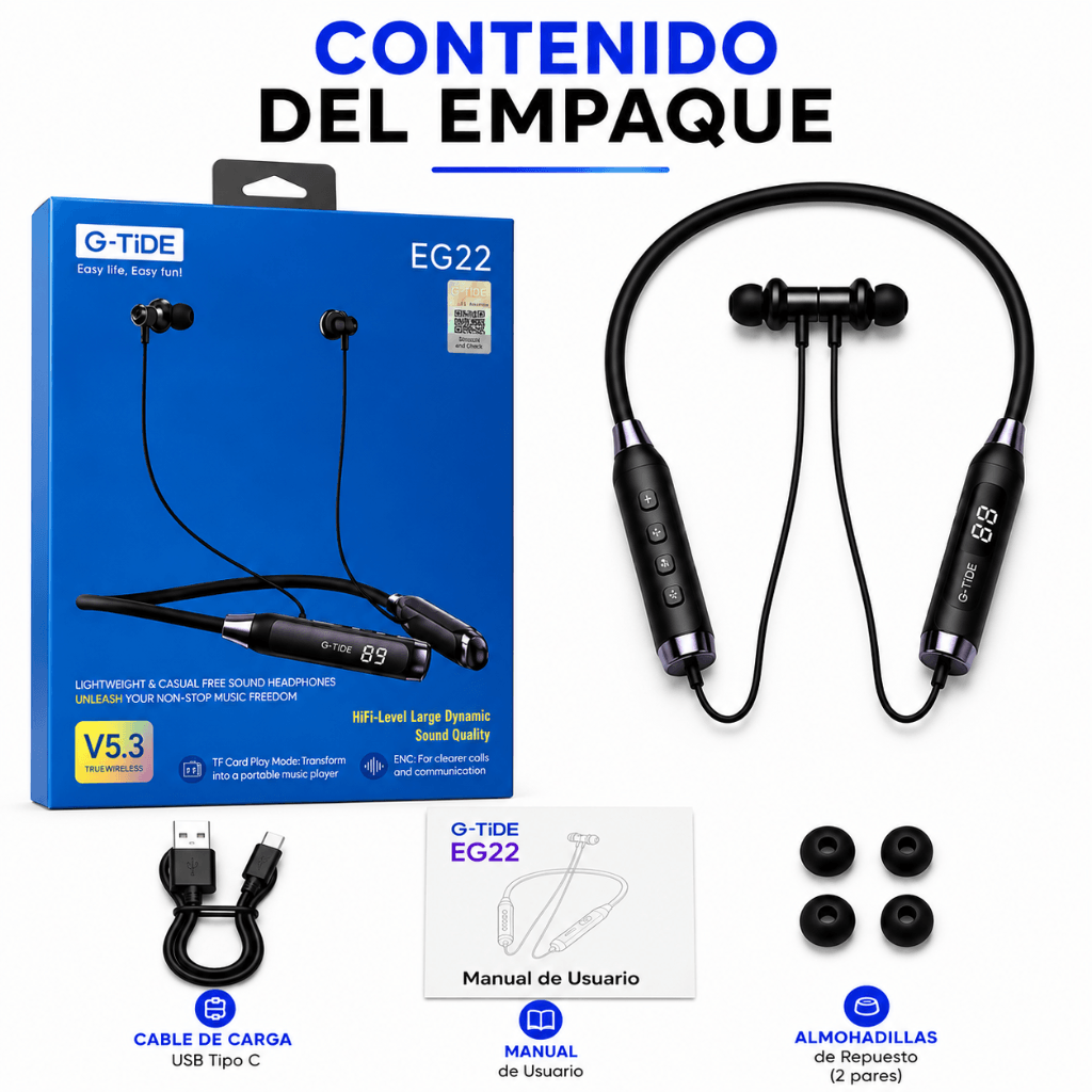AUDIFONOS G-TIDE EG22 (NEGRO) + SMARTWATCH MICROWEAR U5 — image 7
