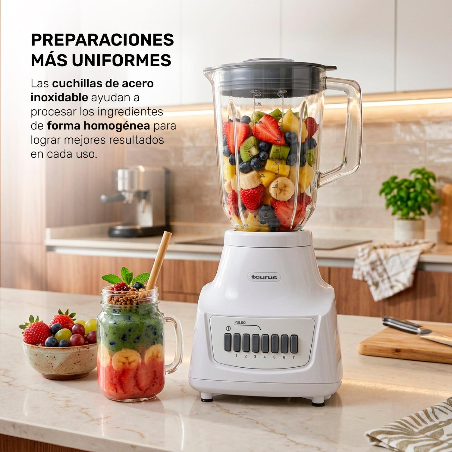 Licuadora Taurus Magnifique 7 Velocidades Vaso de Vidrio 1.5 L Blanca — imagen 8