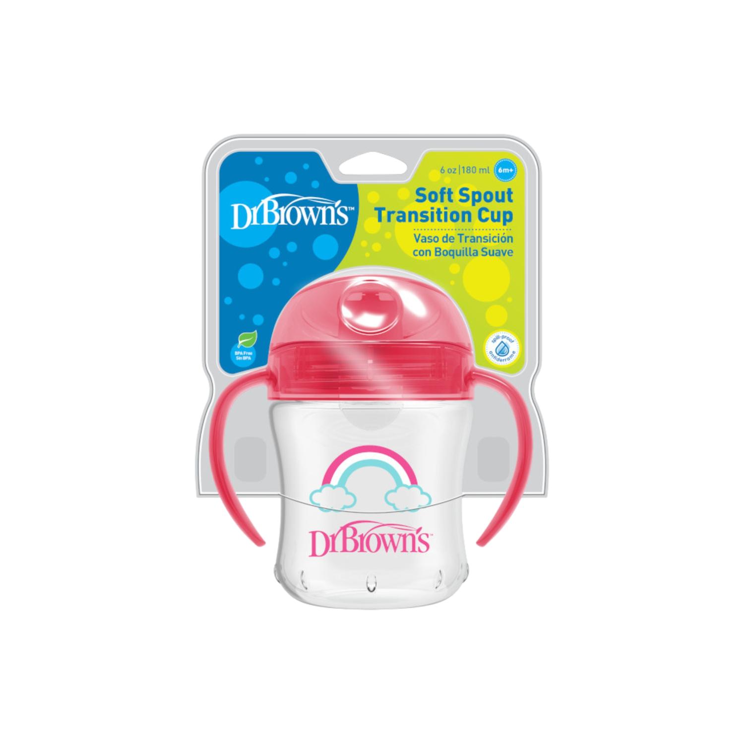 Vaso Antiderrame Dr. Brown´s 180 Ml 6+m Boquilla Blanda Color Rosa — imagen 4