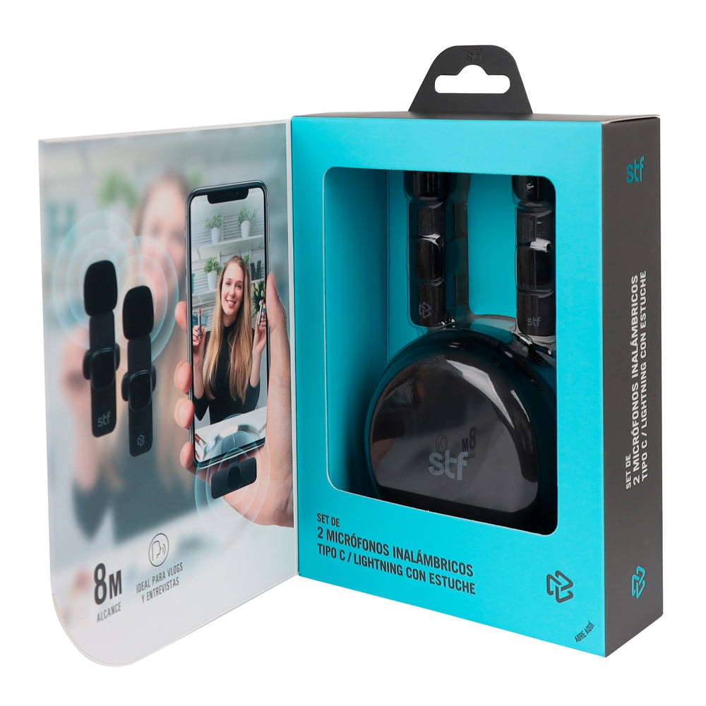 Kit 2 Micrófonos inalámbricos para celular STF Tipo C - Lightning con estuche — imagen 13