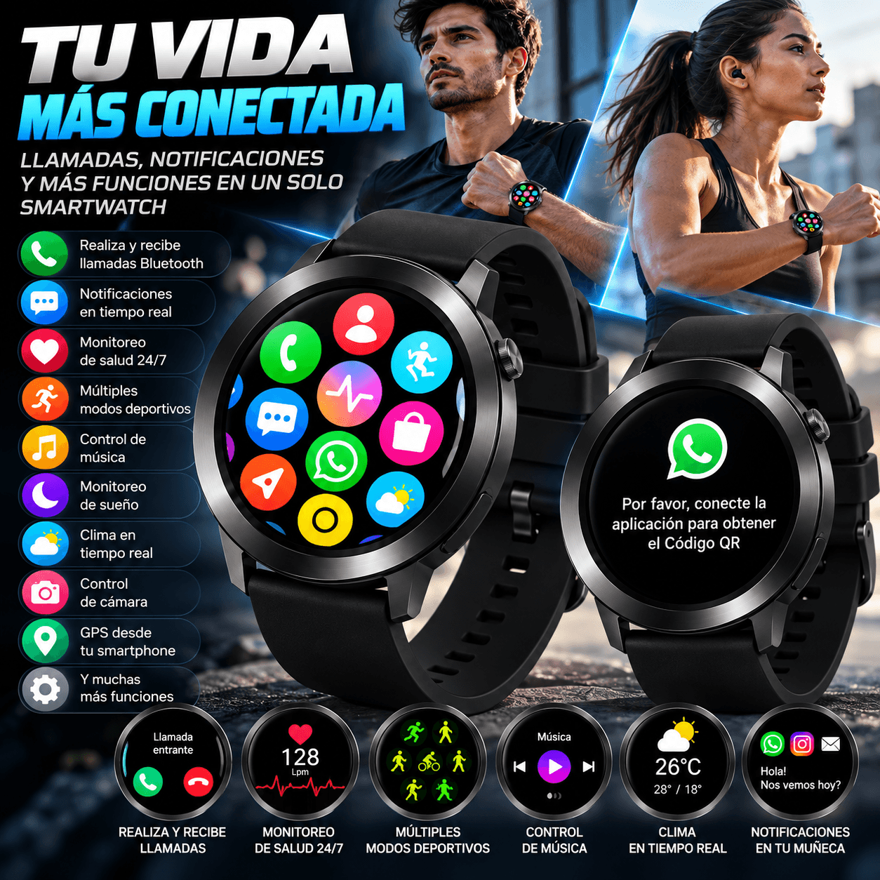 Smartwatch TECNIQUERO AI Watch 3 Metálico WhatsApp, Llamadas Bluetooth y Modos Deportivos — imagen 6