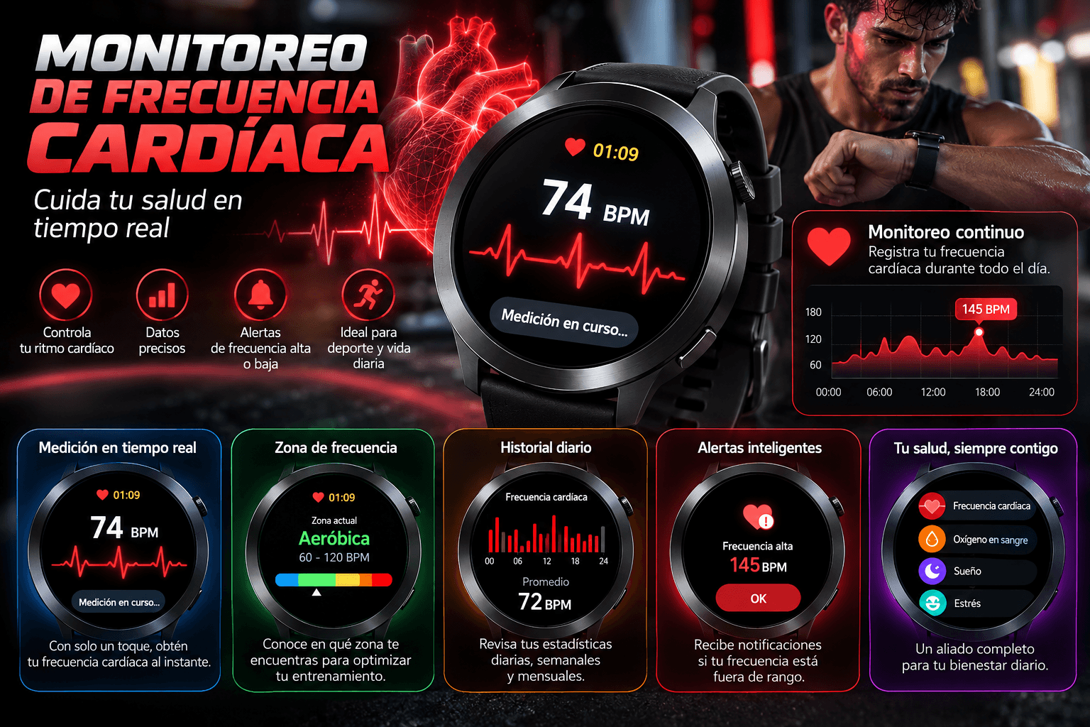Smartwatch NEURIX AI Watch 3 con ChatGPT, WhatsApp, Llamadas Bluetooth y Funciones Deportivas — imagen 10