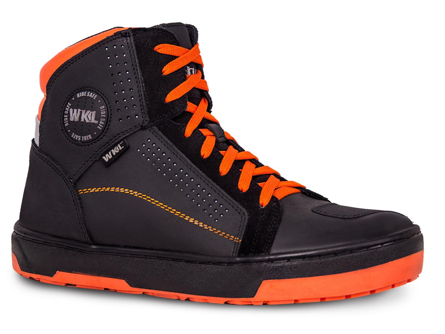 Tenis Motociclista Hombre Botin Moto Biker Wkl 80202 Ngo/Naranja — imagen 1
