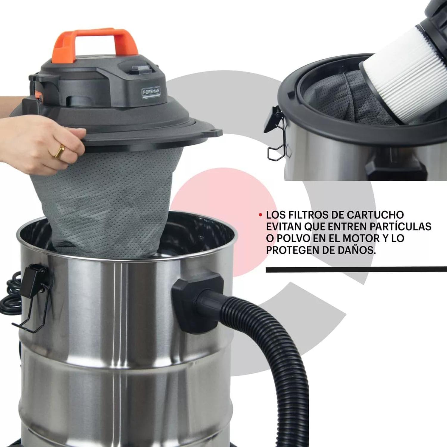 Aspiradora Foreman 35L 2200W Acero Inoxidable Seco Húmedo — imagen 5