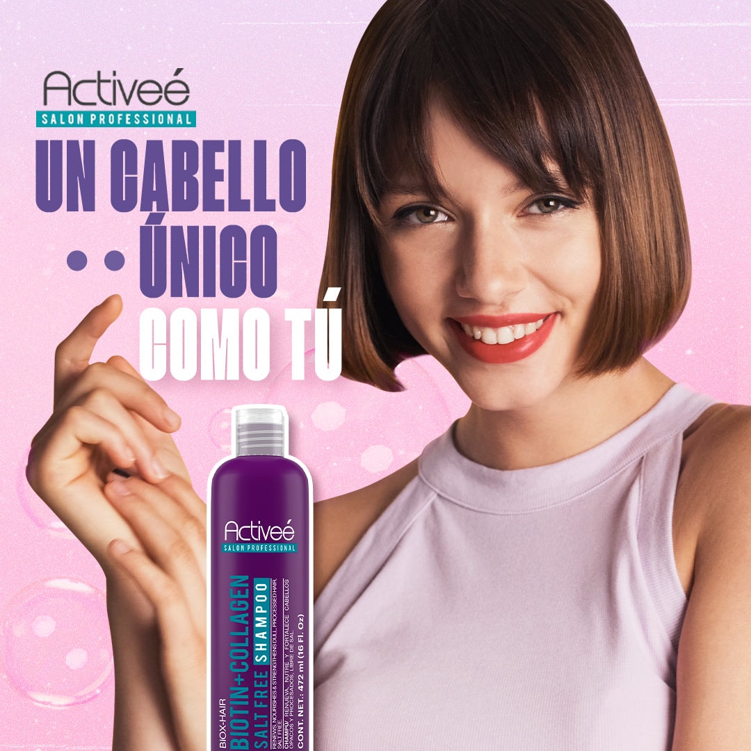 Shampoo Activee Professional Biotin+Colagena Renueva Nutre y Fortalece Cabellos Opacos y Procesados Libre de Sal — imagen 5
