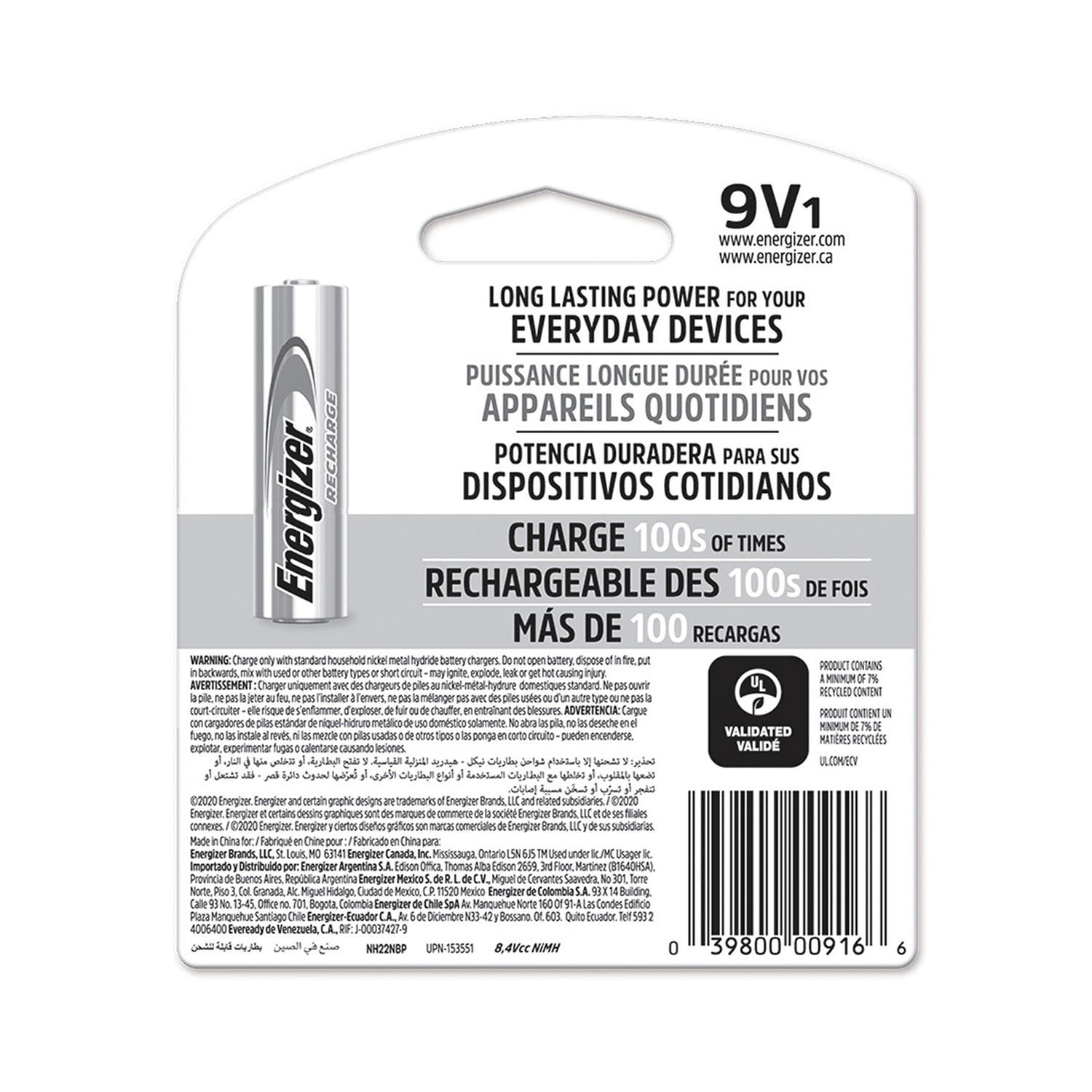 Pila Energizer Recargable 9v 175mah 8.4v Nh22-175 Cuadrara — imagen 6