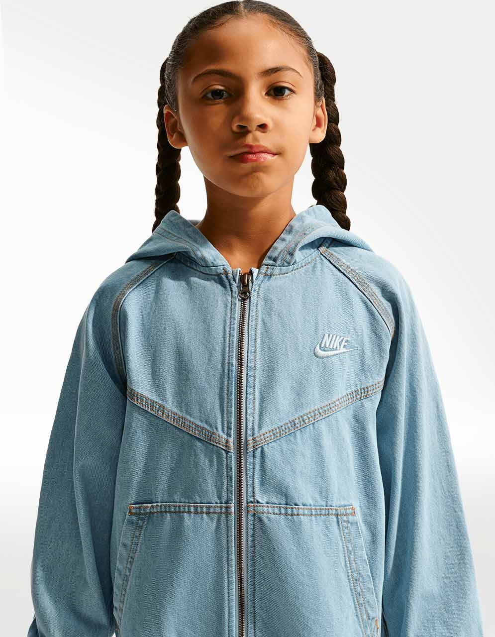 Chamarra Nike NSW WR Denim FZ Azul - Niño — imagen 3