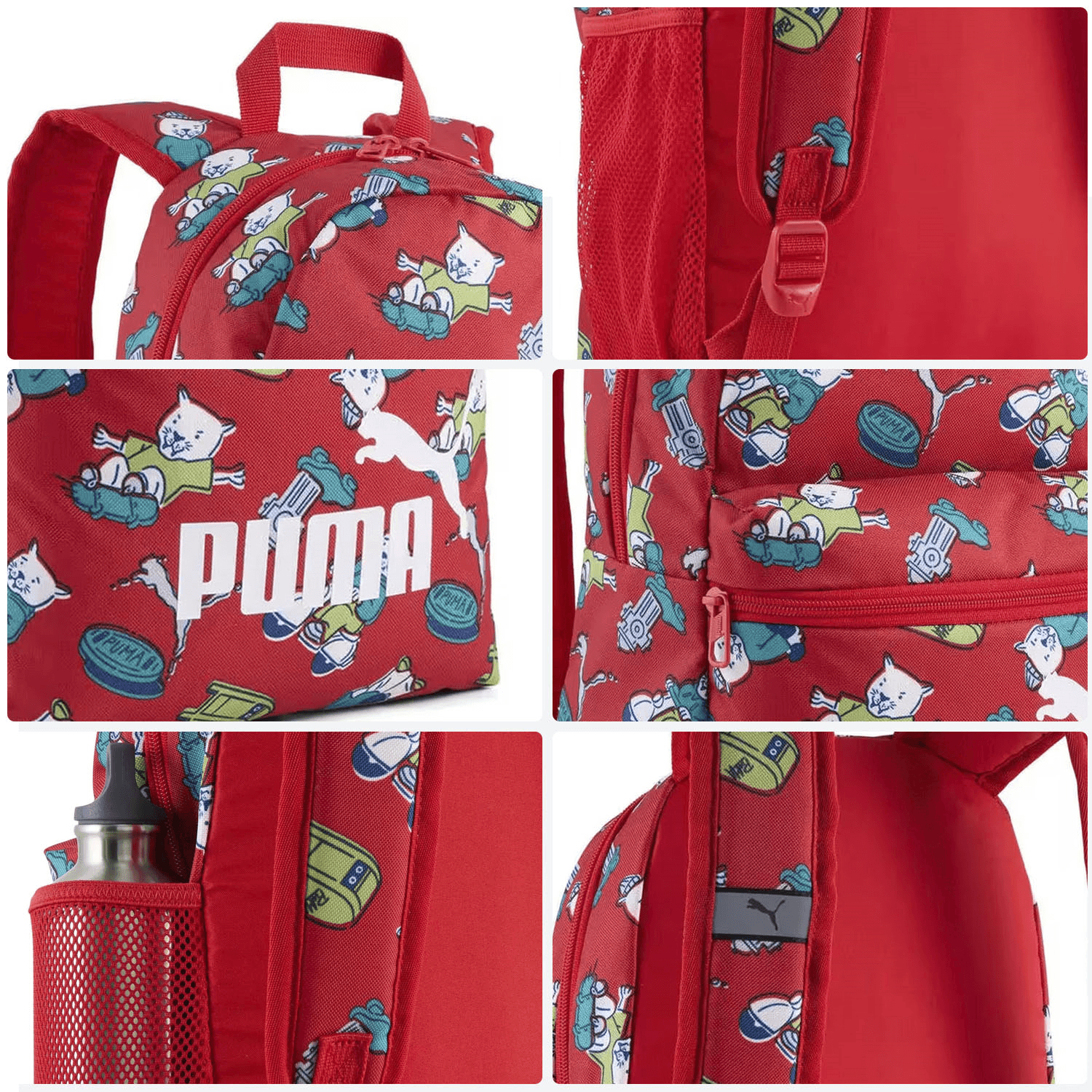 Mochila Puma Phase Niño Escolar Bolsillo lateral Rojo Infantil 11L — imagen 4