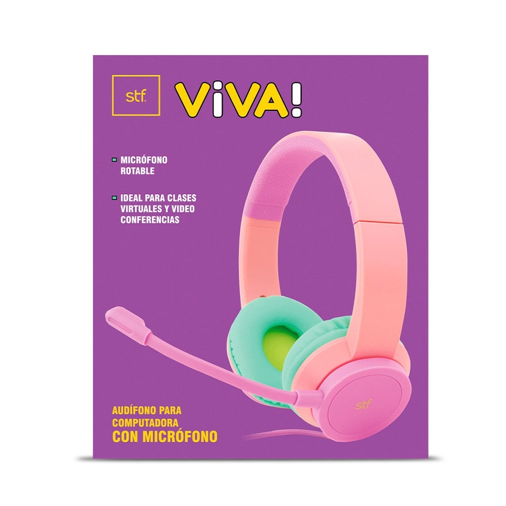 Audífono Alámbrico On-ear STF VIVA! Para computadora, Micrófono, Rosa — imagen 8