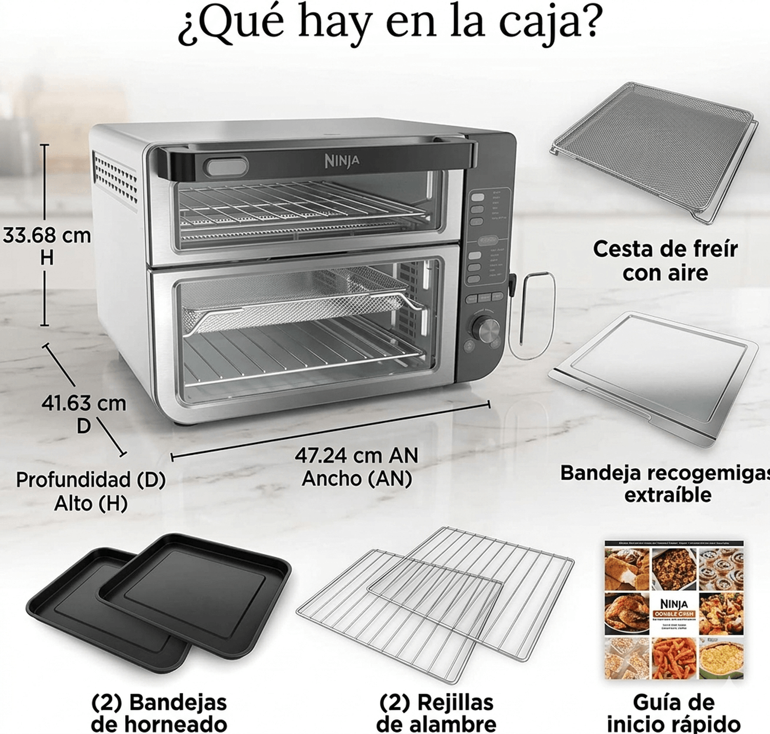Horno Eléctrico Ninja DCT451 Doble 12 en 1 Freidora de Aire — imagen 4