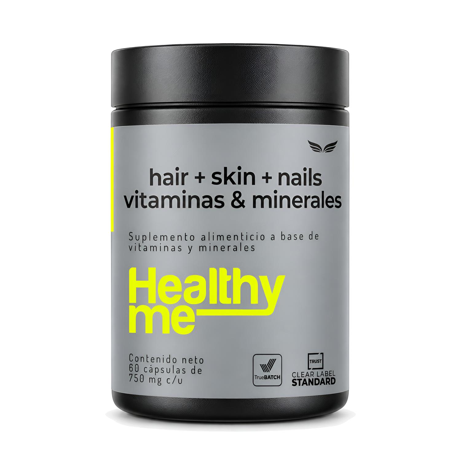Healthy Me: Colágeno Hidrolizado, Biotina y Ácido Hialurónico para Cabello, Piel y Uñas, 60 Cápsulas — imagen 1