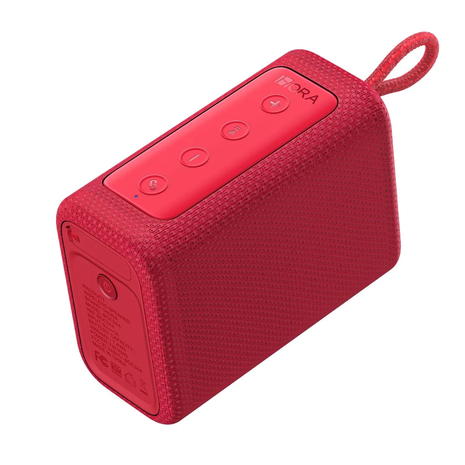 Bocina Bluetooth 1HORA BOC244 Roja Portátil con Sonido Estéreo y TWS — imagen 4