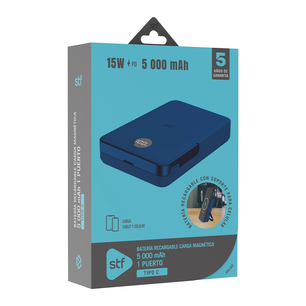 Batería Power Bank Portátil STF 5000 mAh 20W Carga Magnética Azul — imagen 6