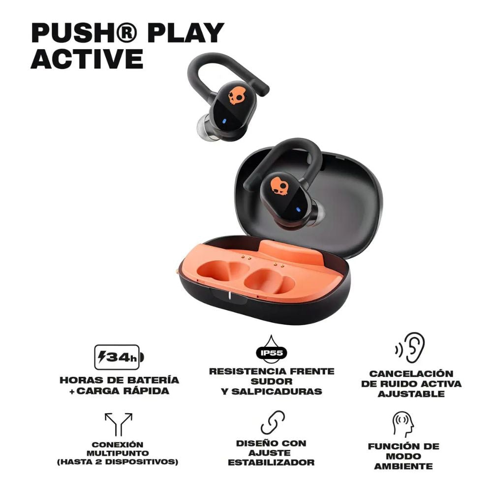 Audifonos Inalambricos Skullcandy Push Play TWS - Negro/Naranja — imagen 3