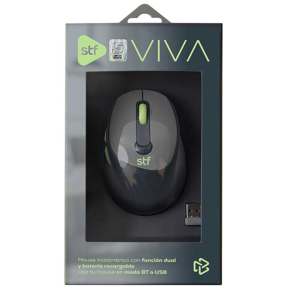 Mouse inalámbrico óptico STF VIVA Batería recargable 1600 DPI gris — imagen 7