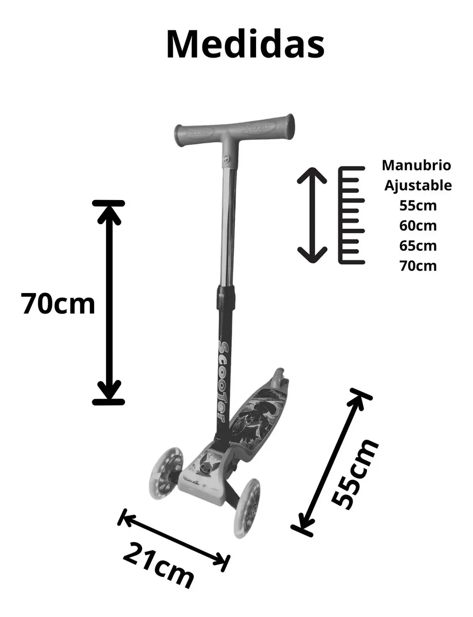 Scooter Infantil de Tres Ruedas con Manubrio Ajustable — imagen 2