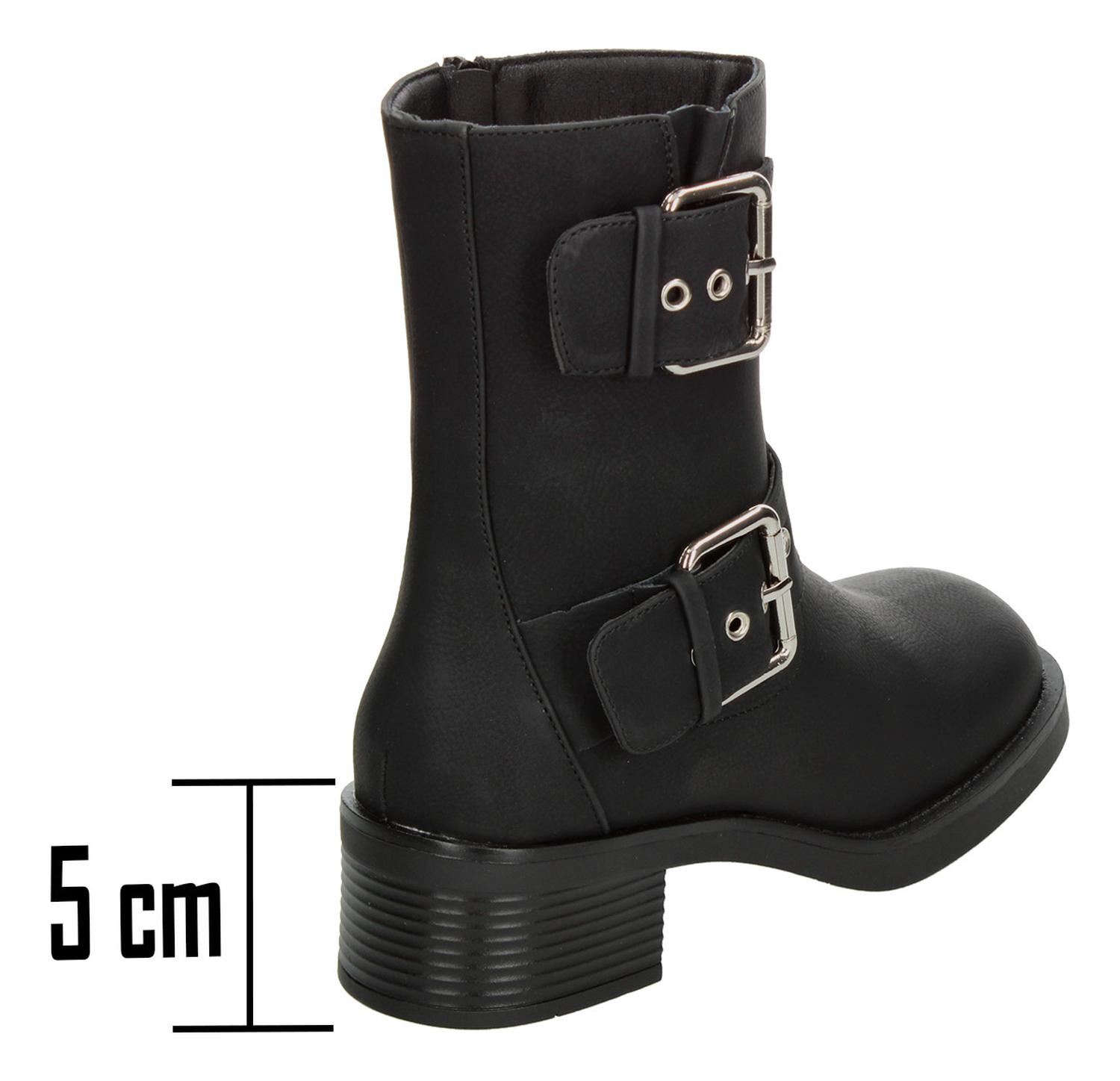Botines Berlin Dama Doble Hebilla Tacón Negro Mujer — imagen 3