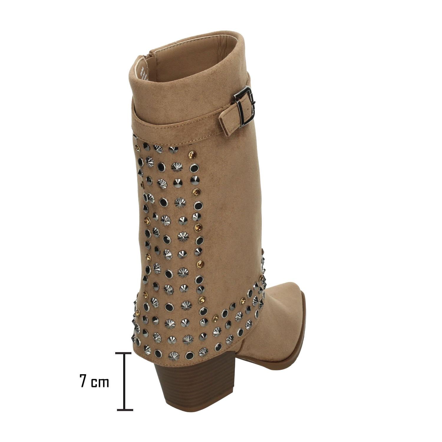 Bota Perugia Dama Beige Casual Pedreria Vaquera Mujer — imagen 4