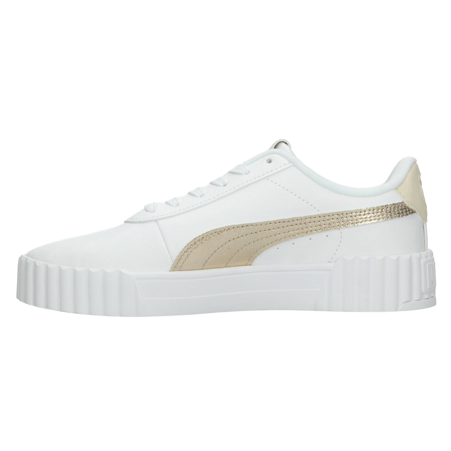 Tenis Dama Puma Carina 3.0 Blanco Dorado Casual Mujer — imagen 6