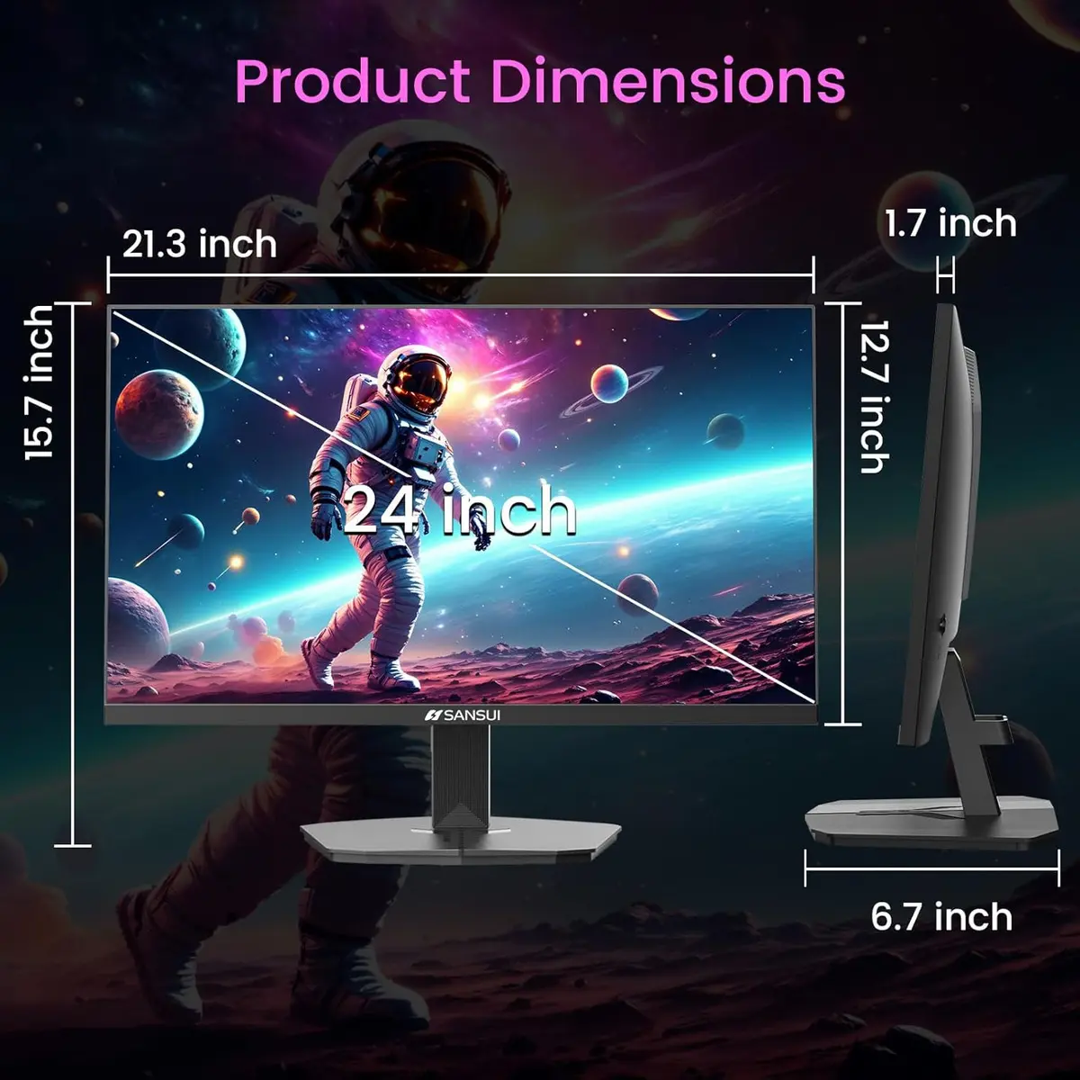 Sansui ES-G24F4M Monitor Negro 24'' Gaming 160 Hz — imagen 5