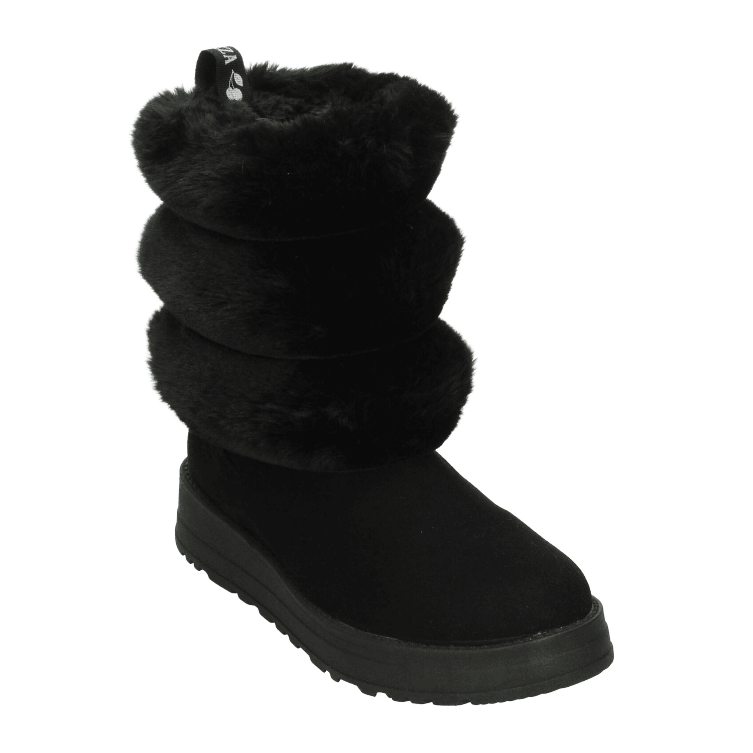 Bota Rojo Cereza Dama Negro Invierno Casual Peluche Mujer — imagen 5