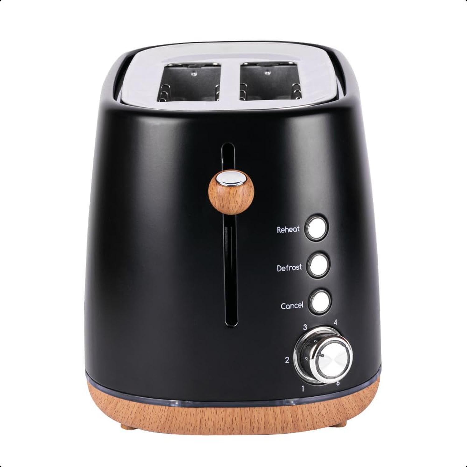Tostador Daewoo 750W Negro Diseño Madera 2 Rebanadas — imagen 2