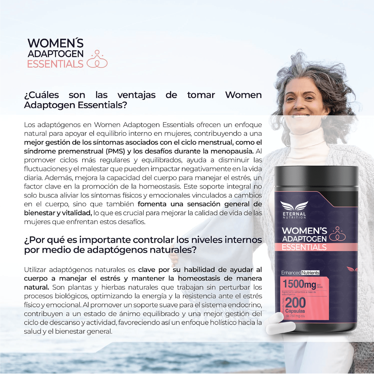 Women's Essentials: Maca y Adaptógenos para Mujer, Schisandra + Shatavari + Reishi, 200 Cápsulas — imagen 6