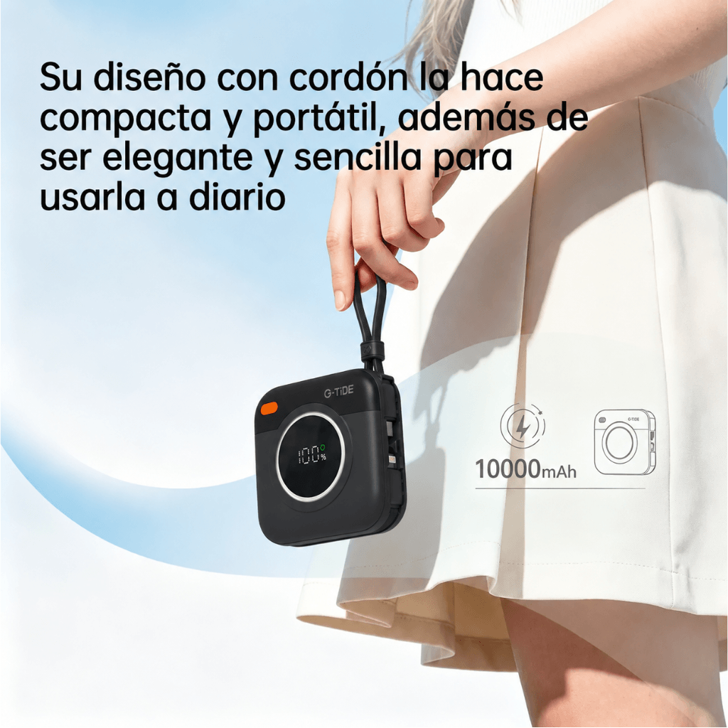 Power Bank G-Tide Multi X1 – 10000 mAh, carga rápida, carga inalámbrica, pantalla digital, espejo con luz LED. — imagen 6