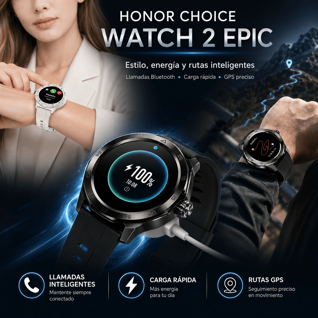 Smartwatch HONOR CHOICE Watch 2 Epic AMOLED con GPS, Llamadas Bluetooth y 5ATM — imagen 8