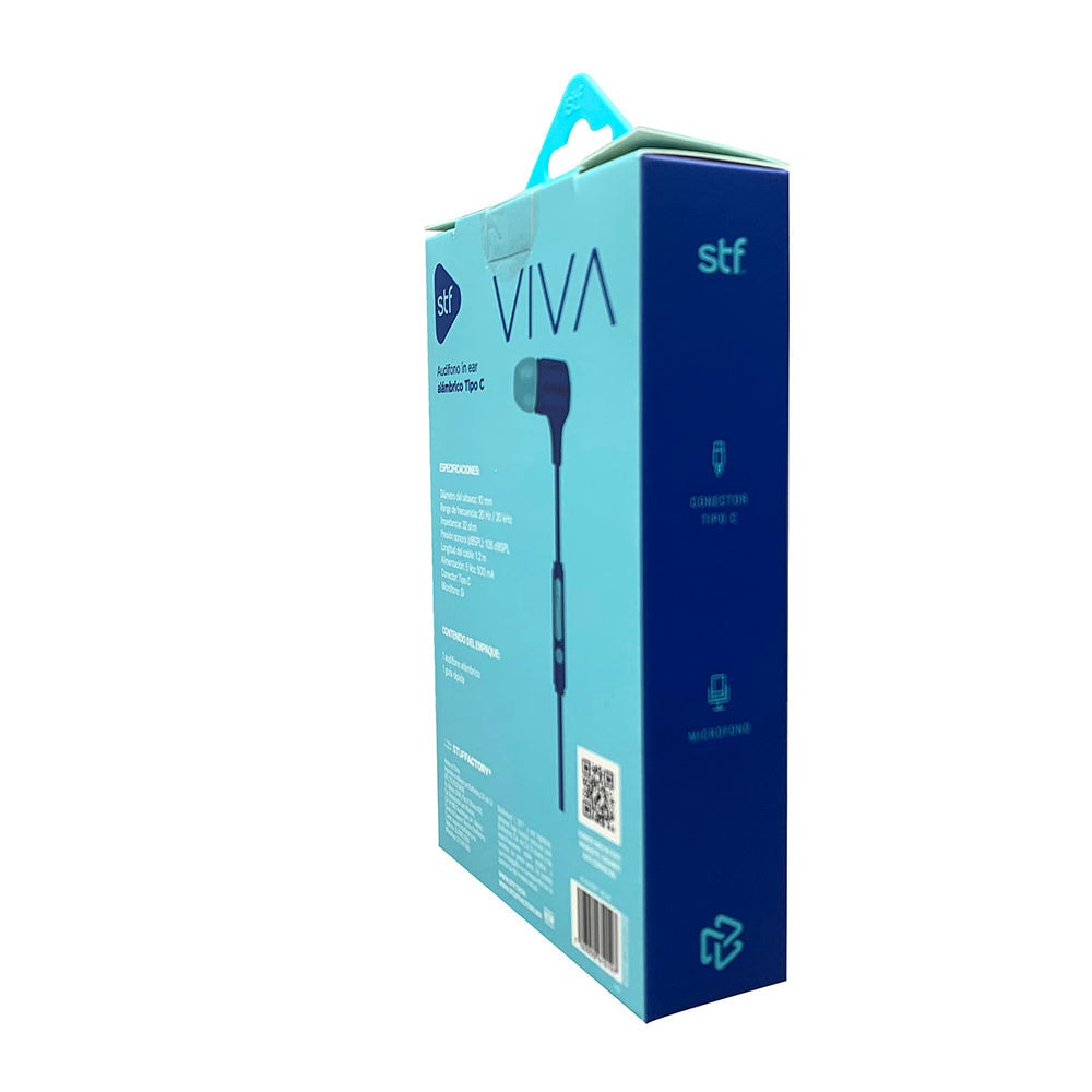 Audífonos alámbricos In-Ear STF VIVA: Tipo C, 10mm Azul — imagen 6