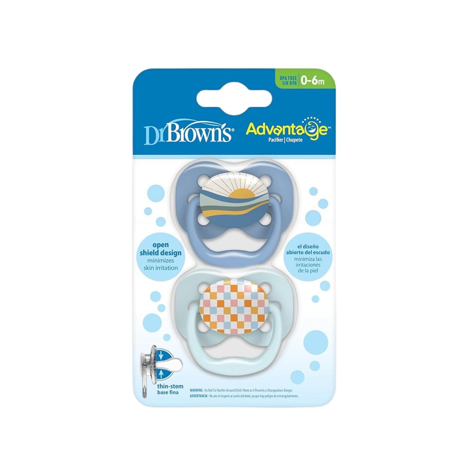 Pack 2 Chupones Dr Brown's Advantage Etapa 1 0-6 Meses Azul Niño — imagen 1