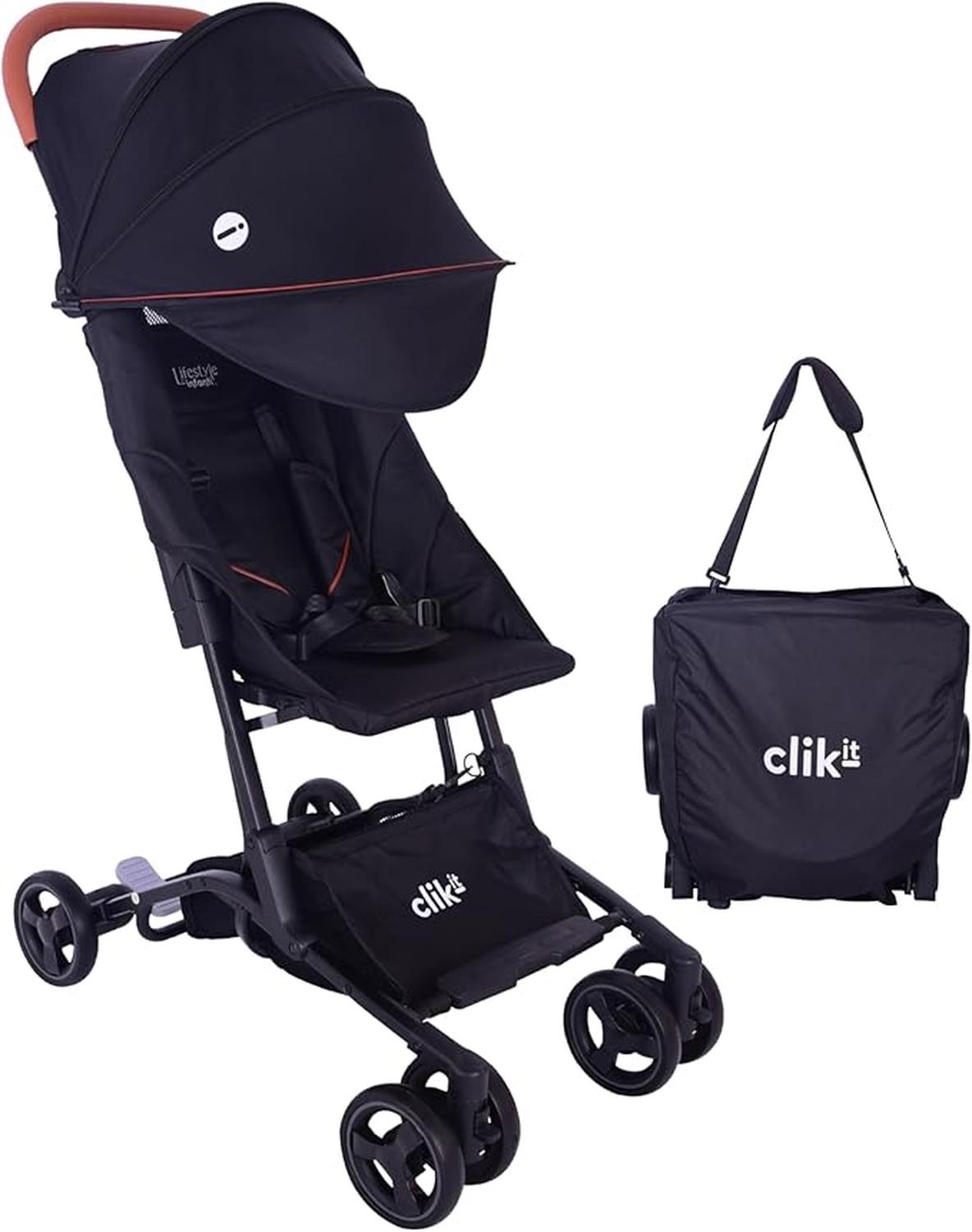 Carriola Lifestyle By Infanti Plegado Clik-it De Mano Carriola De Viaje Compacta Y Ligera Reclinable, Con Asa Y Cubierta Protectora Para Bebés De 6 Meses A 22 Kg Negra — imagen 1
