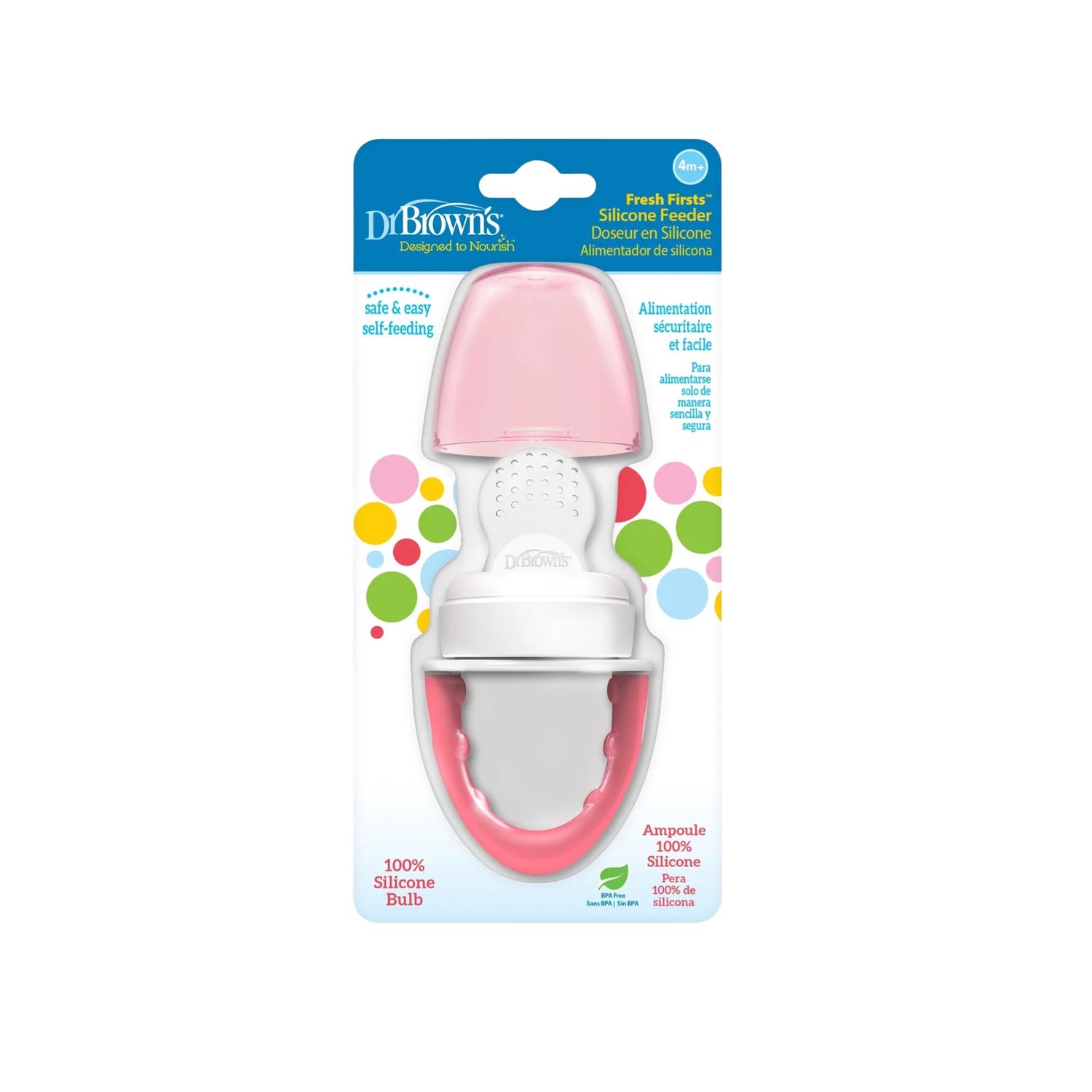 Chupon Alimentador De Silicona Dr Browns Fresh Firsts 4m+ Color Rosa — imagen 4