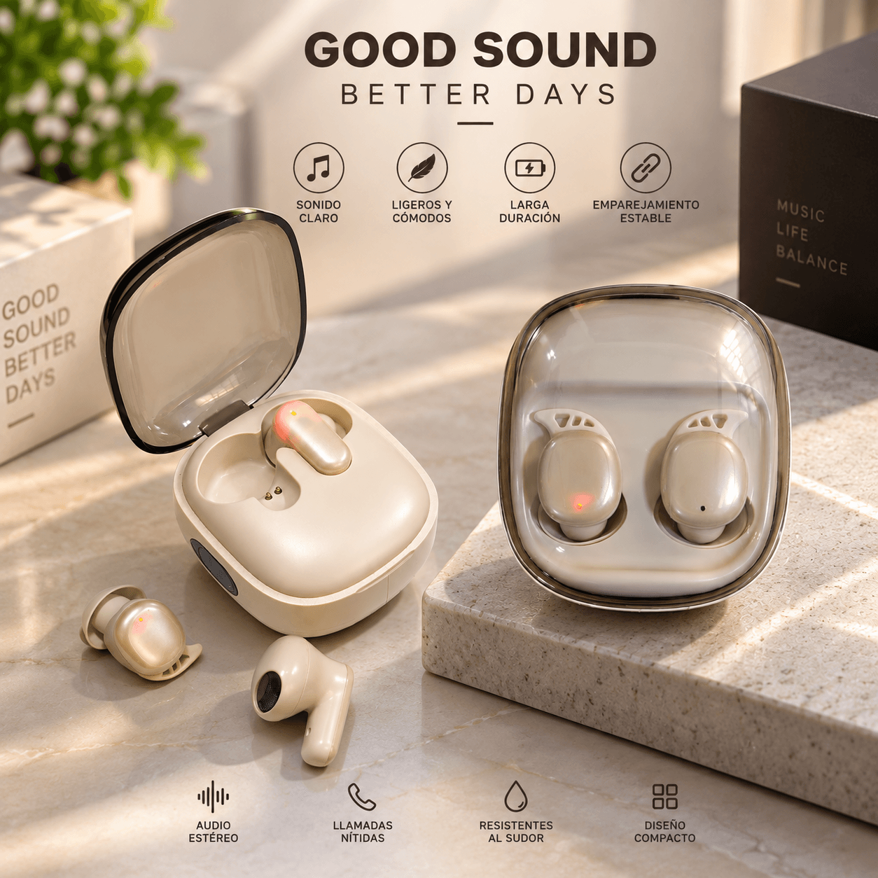 Audífonos bluetooth 2 en 1 TECNIQUERO DuoBuds 2X G86 — imagen 5