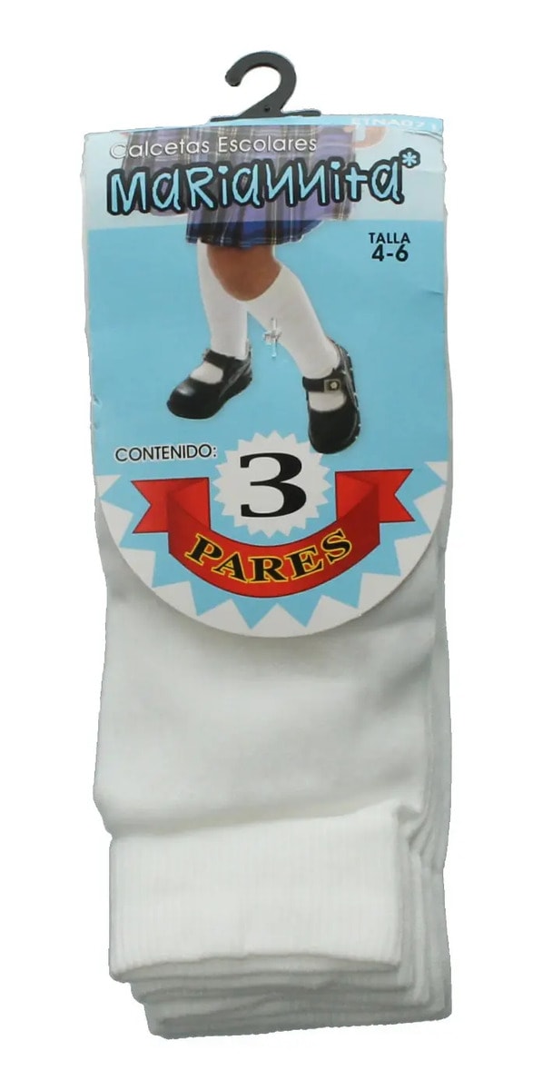 Calceta Bonetera Niña Escolar Larga Colegio Blanco Infantil T4-6 — imagen 7
