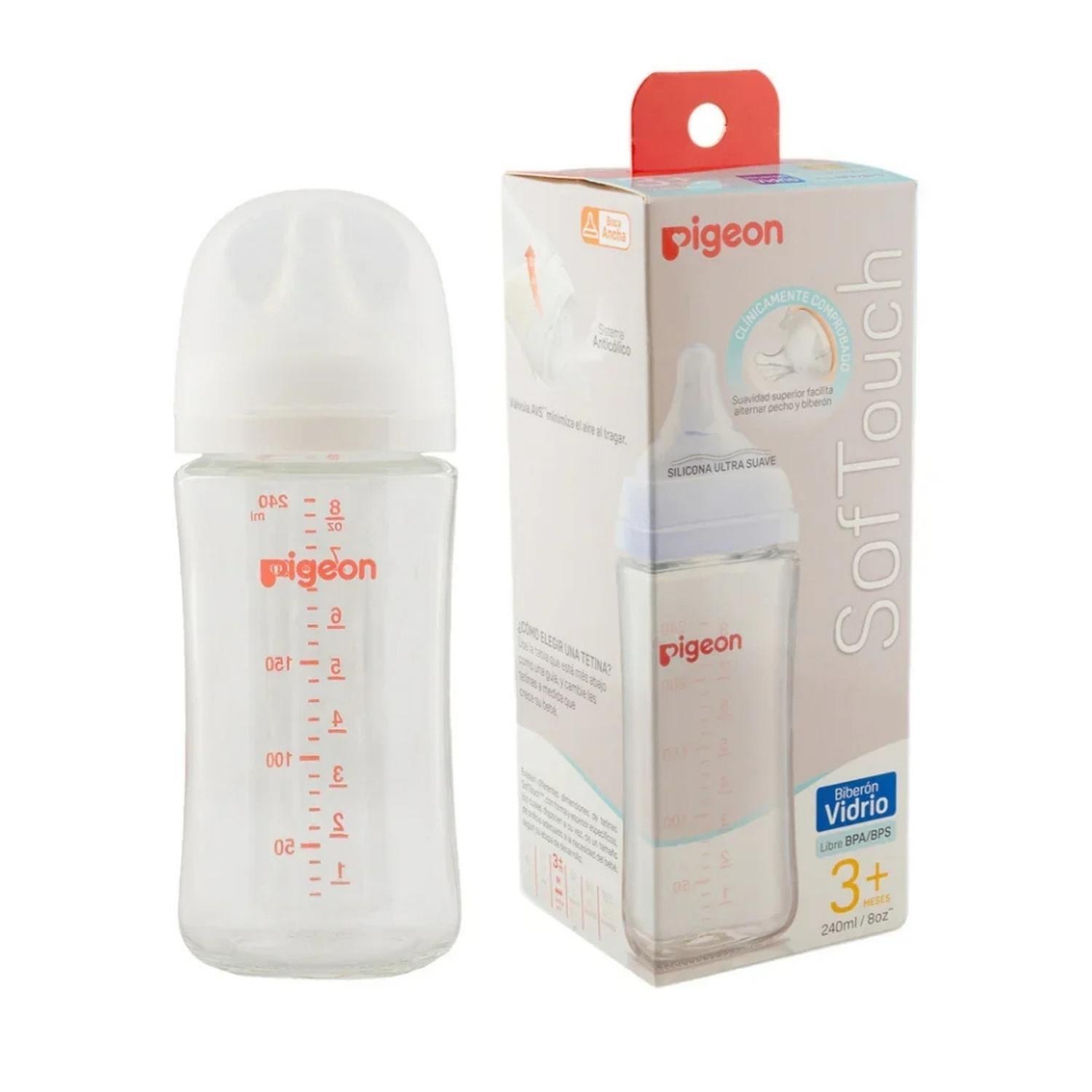 Combo 2 biberones 240ml Vidrio Pigeon Softouch Boca Ancha — imagen 4