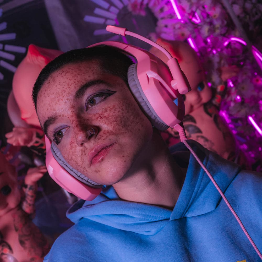 Audífonos alámbricos Gamer On-ear STF Beast Muspell Tournament: Hi-Fi, 3.5 mm, Rosa — image 3